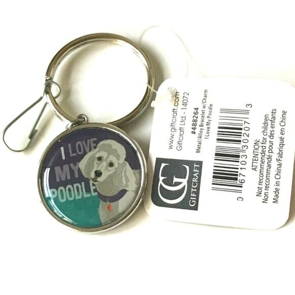 I LOVE MY POODLE Keychain Purse Charm Handbag Dog Rescue Mom Zipper Pull - Picture 4 of 5